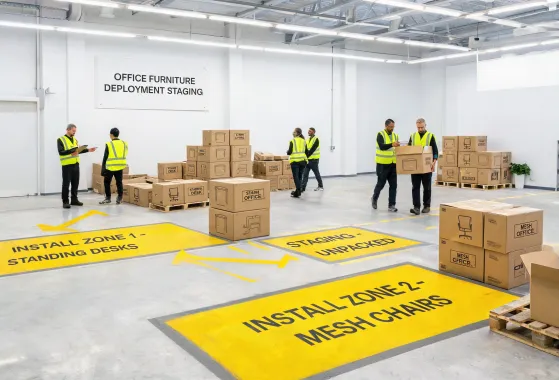 Office furniture rollout staging
